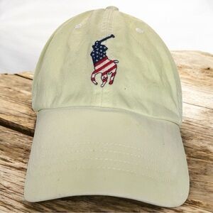 Polo Ralph Lauren Beige Cap with Flag Red White Blue Horse Logo